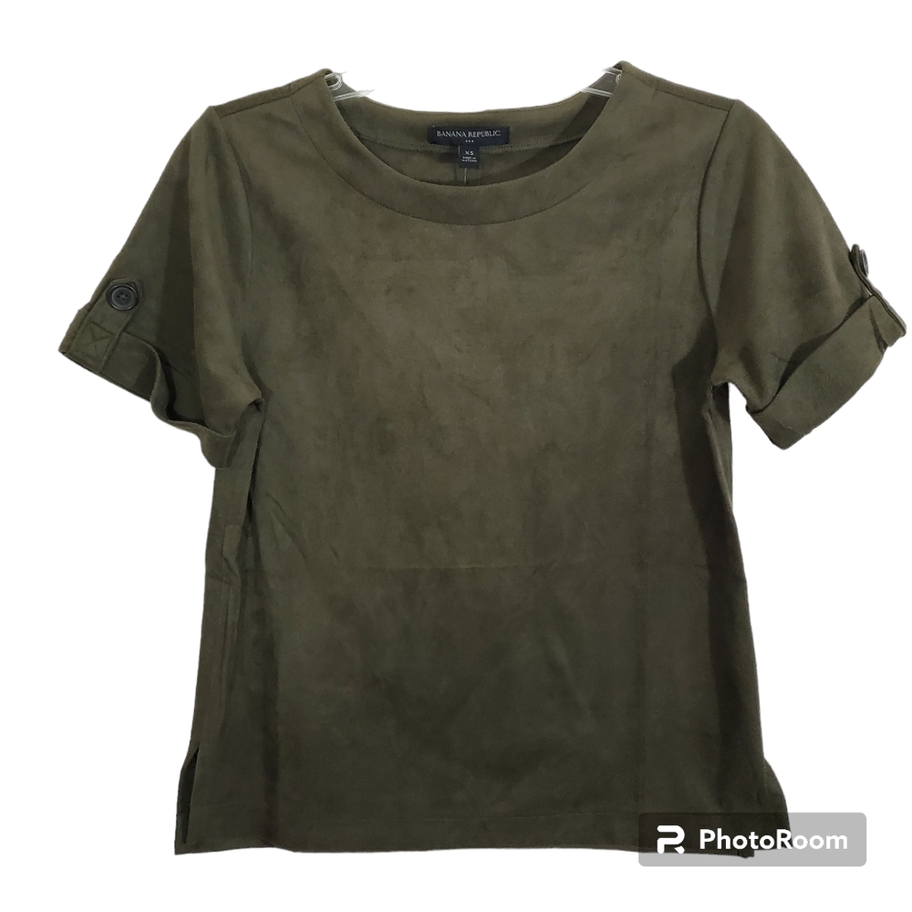 NWT Banana Republic Vegan Faux Suede Quiet Western Cowgirl Boho Brown Top XS